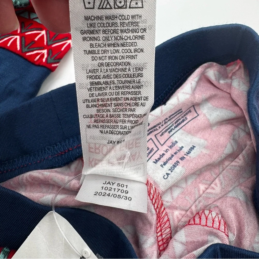 Hatley Bamboo Red/Navy Festive Frenchie Bulldog Dog Kids‎ Pajama Set, 3